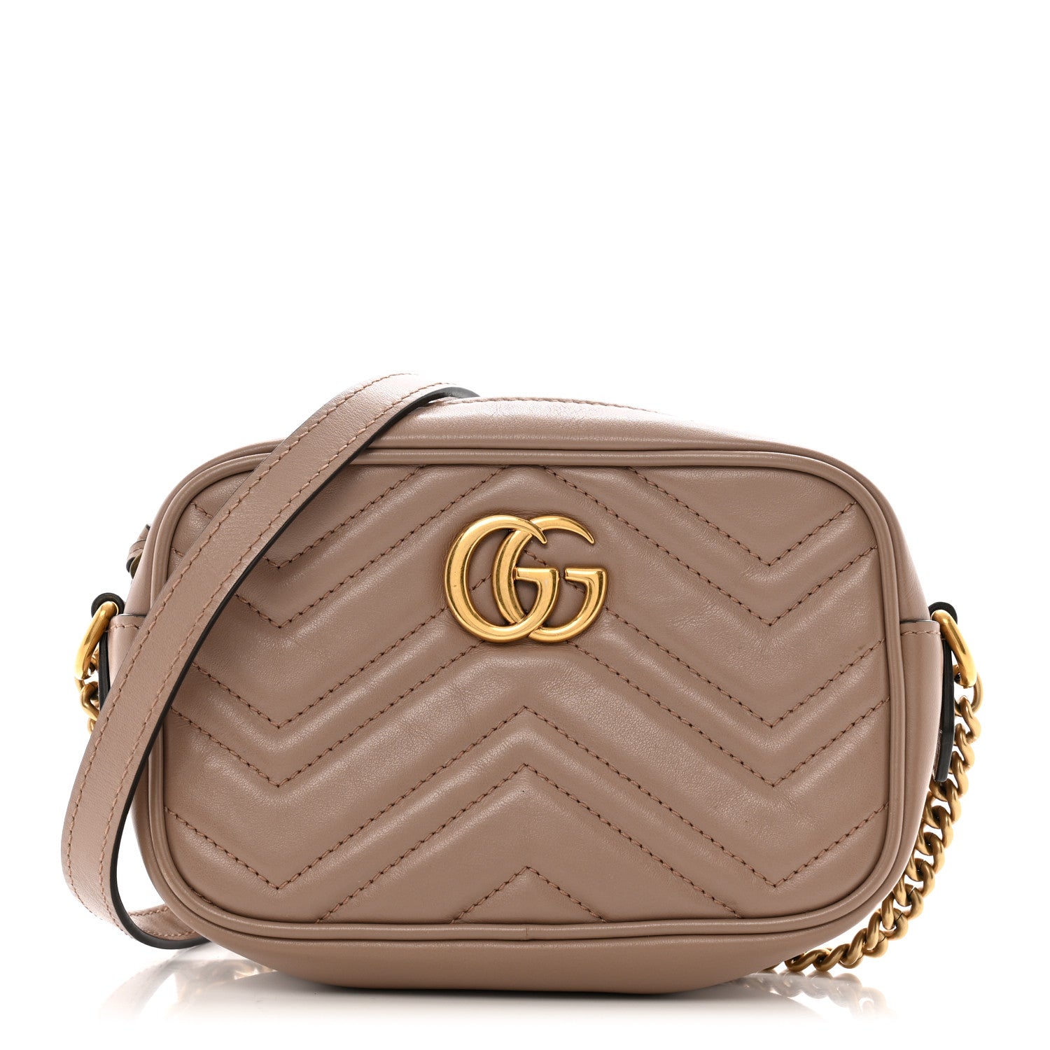 Calfskin Matelasse Mini GG Marmont Chain Shoulder Bag Porcelain Rose