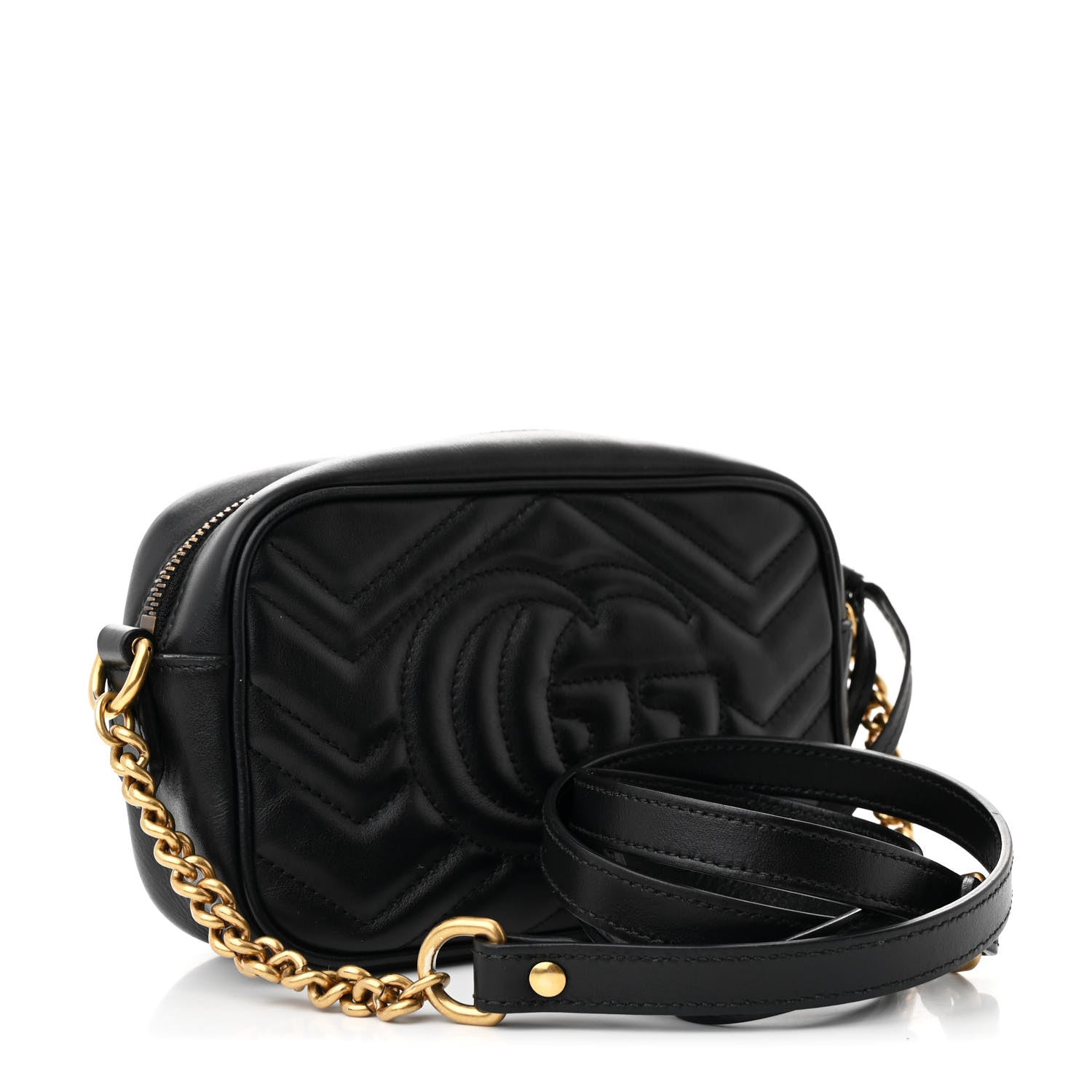 Calfskin Matelasse Mini GG Marmont Chain Shoulder Bag Black