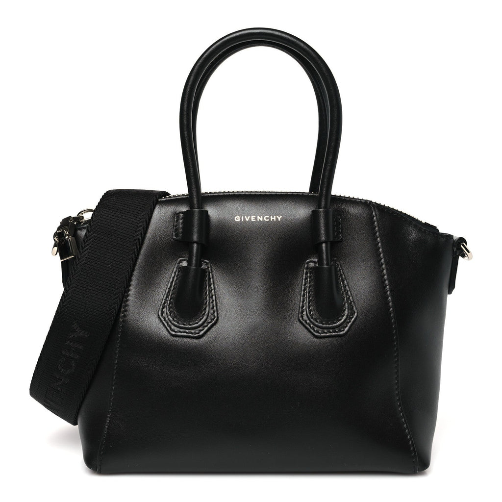 Box Calfskin Mini Sport Antigona Top Handle Bag Black