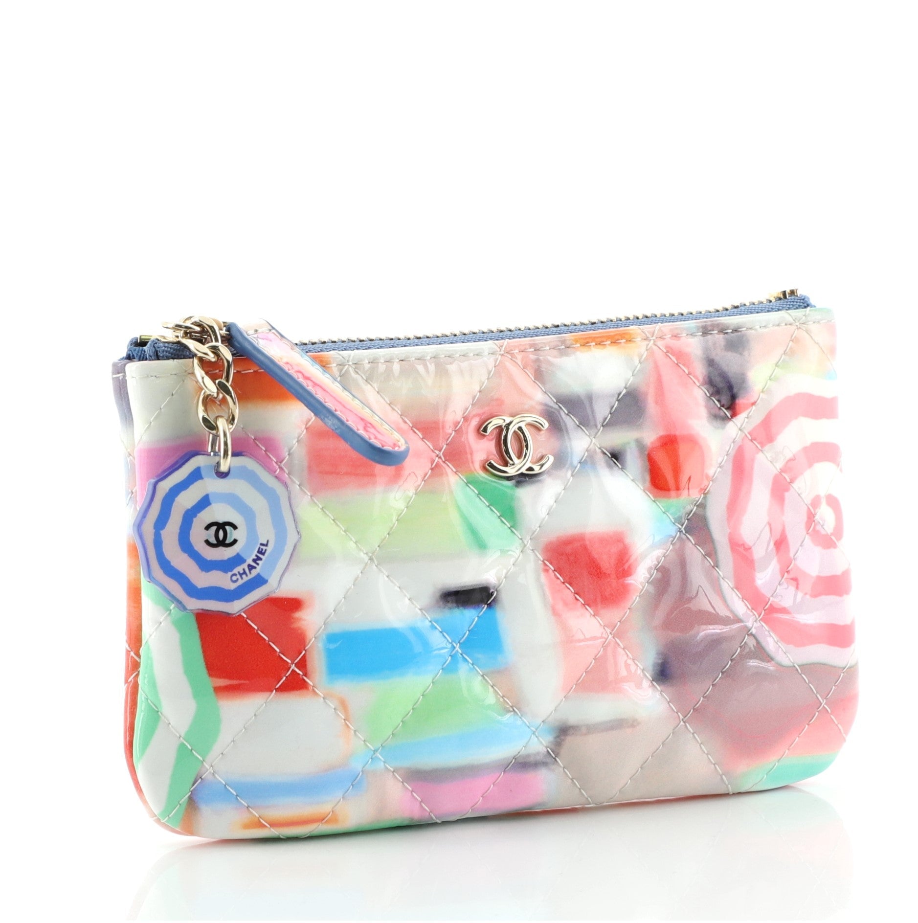 Charm O Case Pouch Quilted Printed Patent Mini