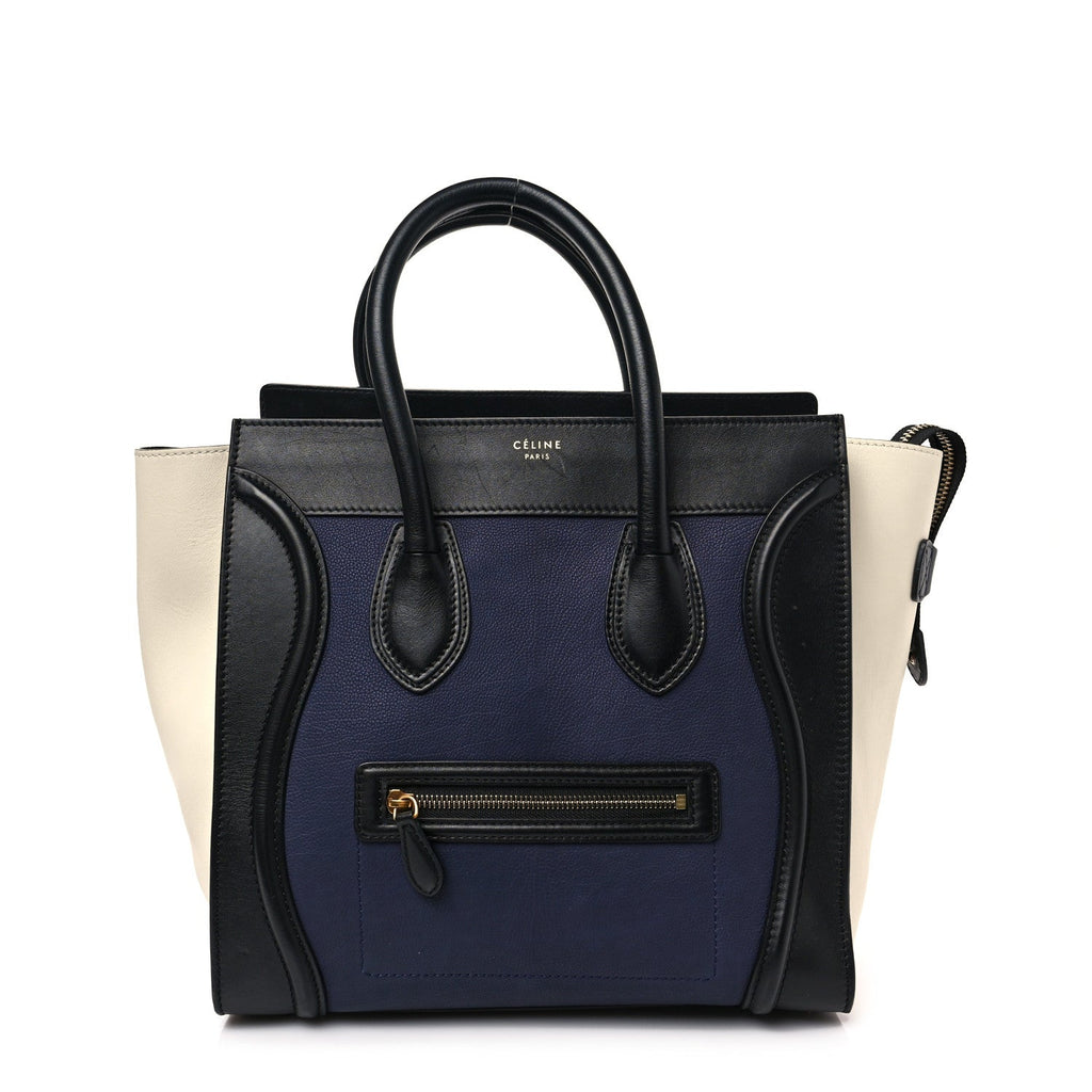 Velluto Calfskin Mini Tri-Color Luggage Navy