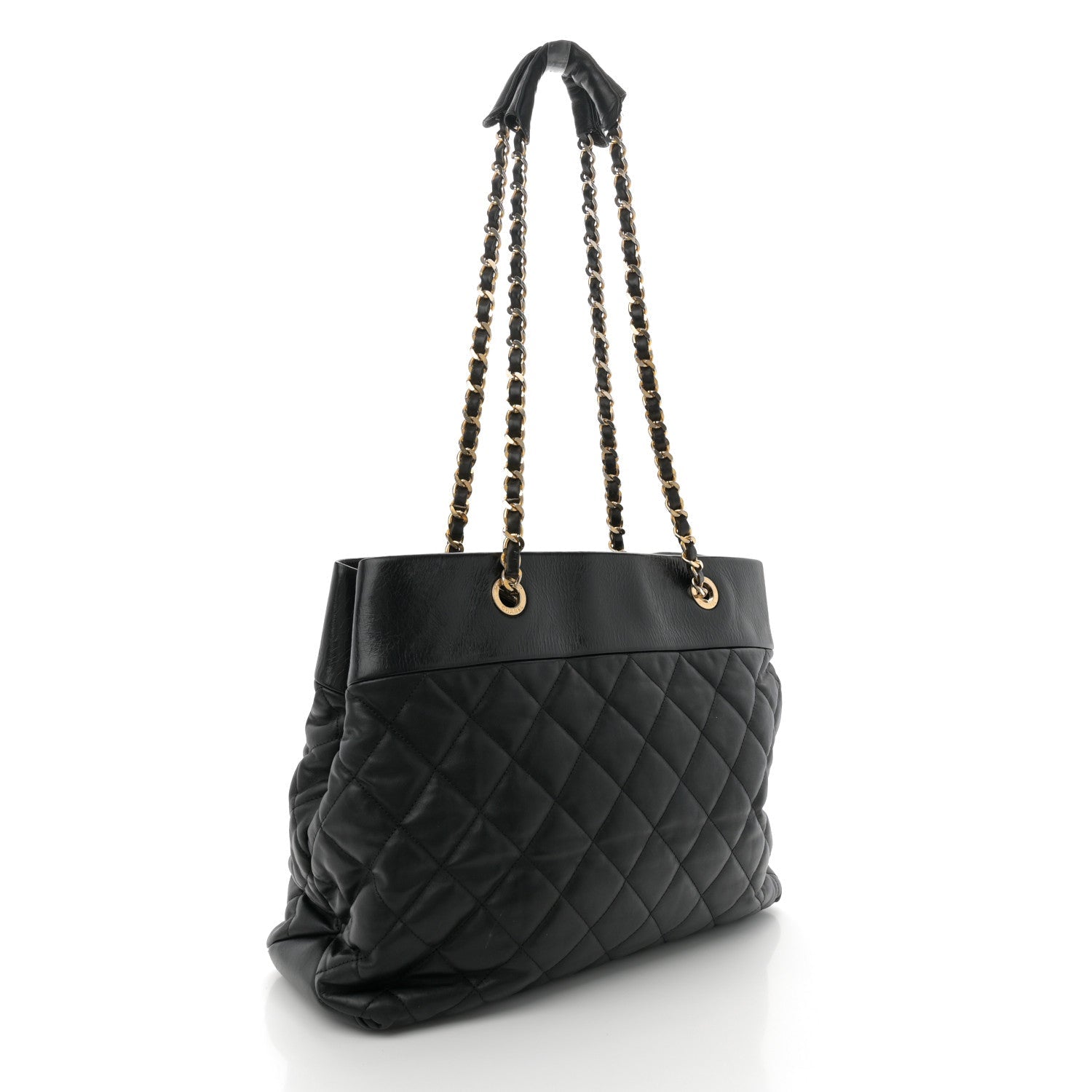Calfskin Quilted Large Soft Elegance Tote Black