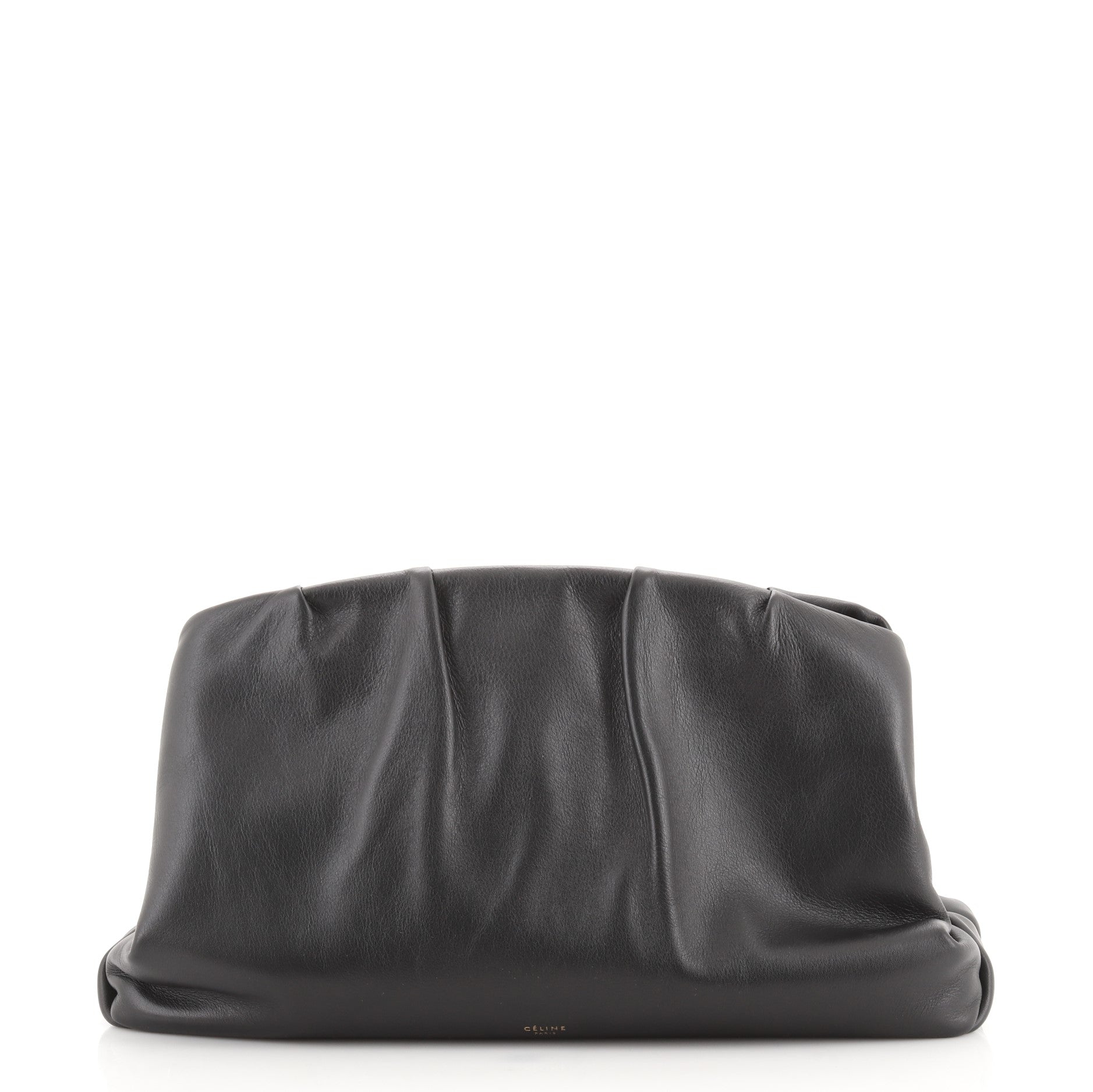 Pleated French Lock Clutch Leather