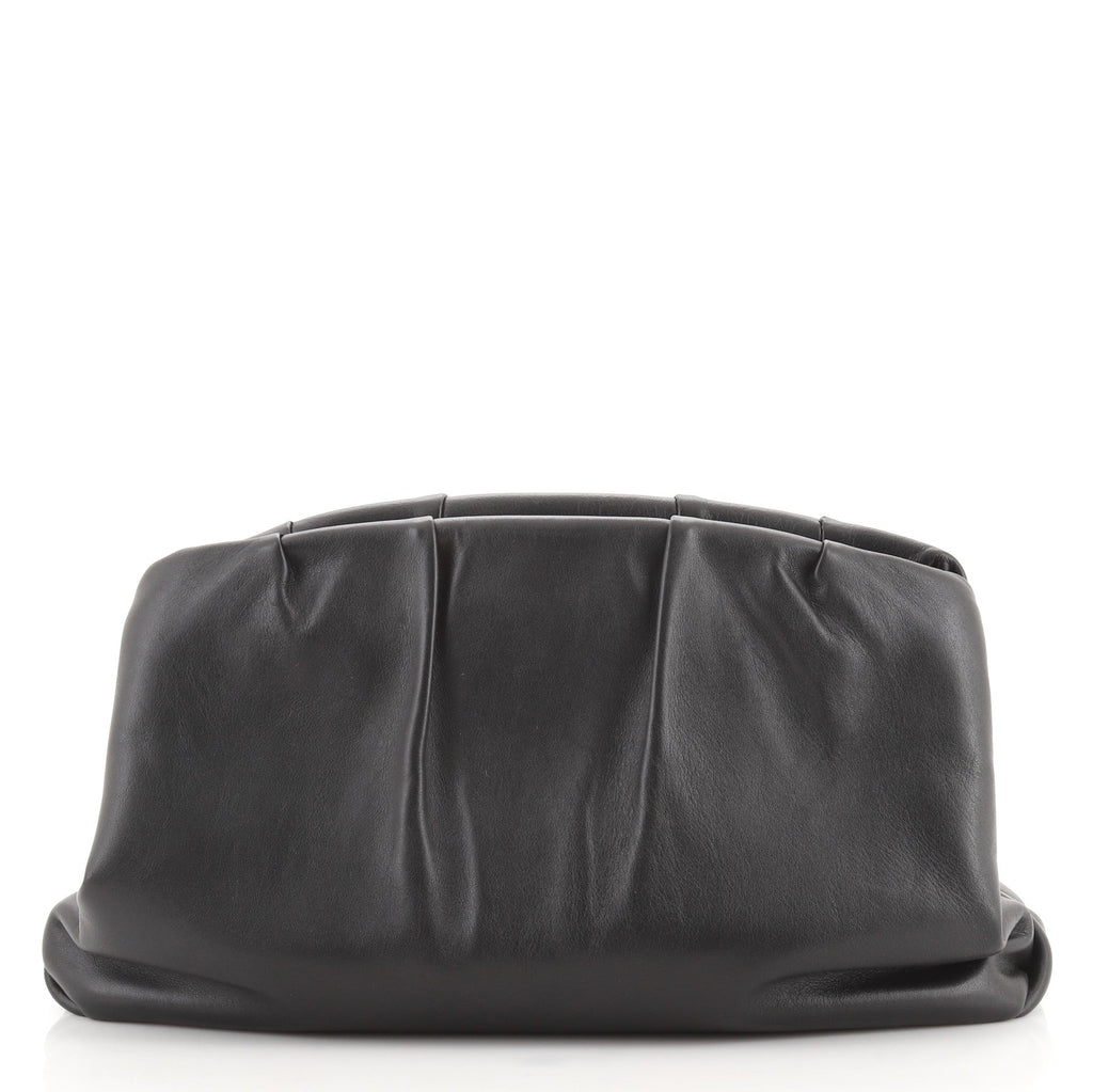 Pleated French Lock Clutch Leather
