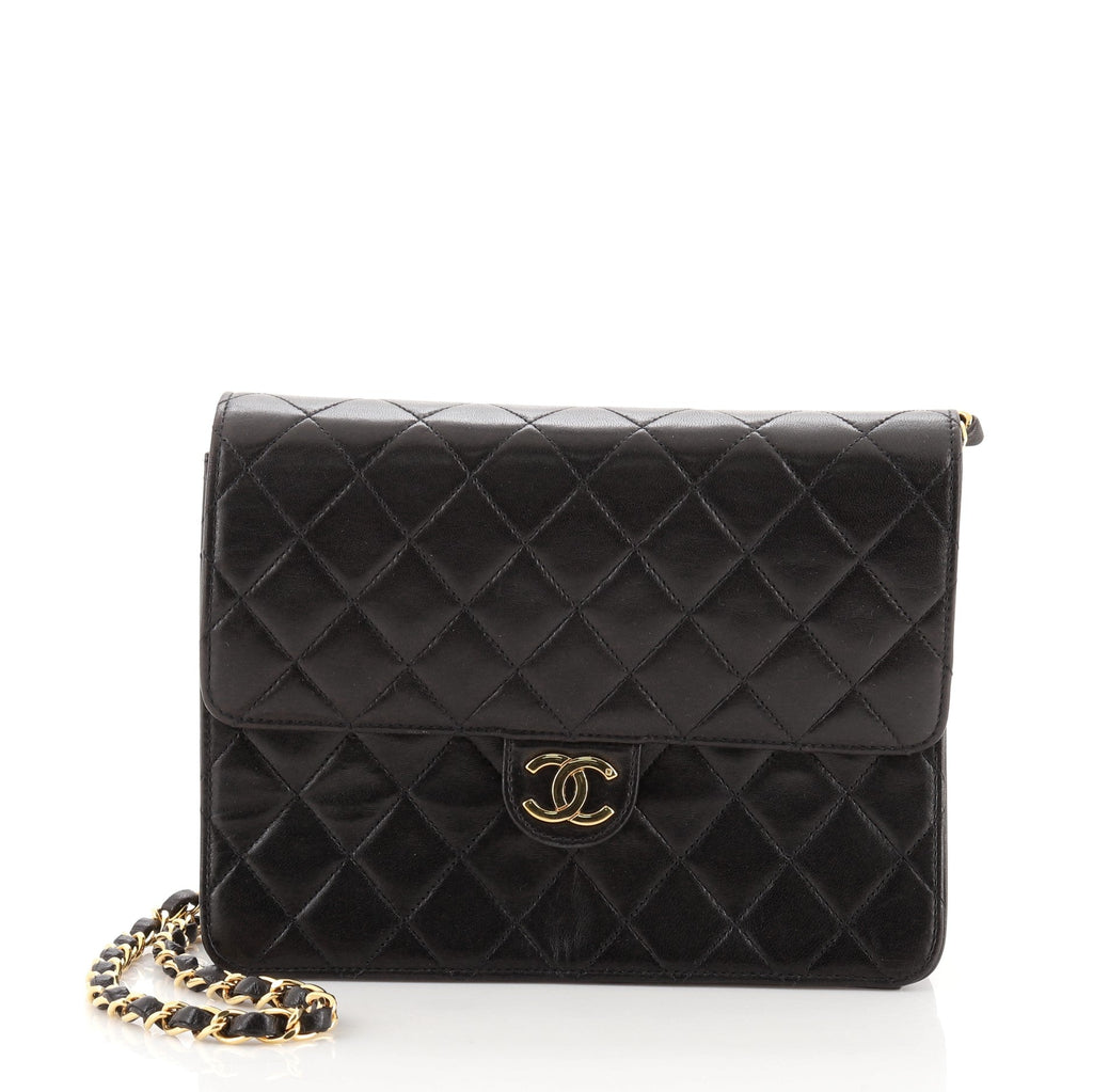 Vintage Clutch with Chain Quilted Leather Small