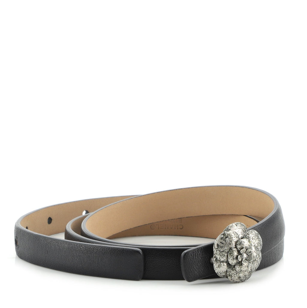 Camellia Buckle Belt Leather Thin 80