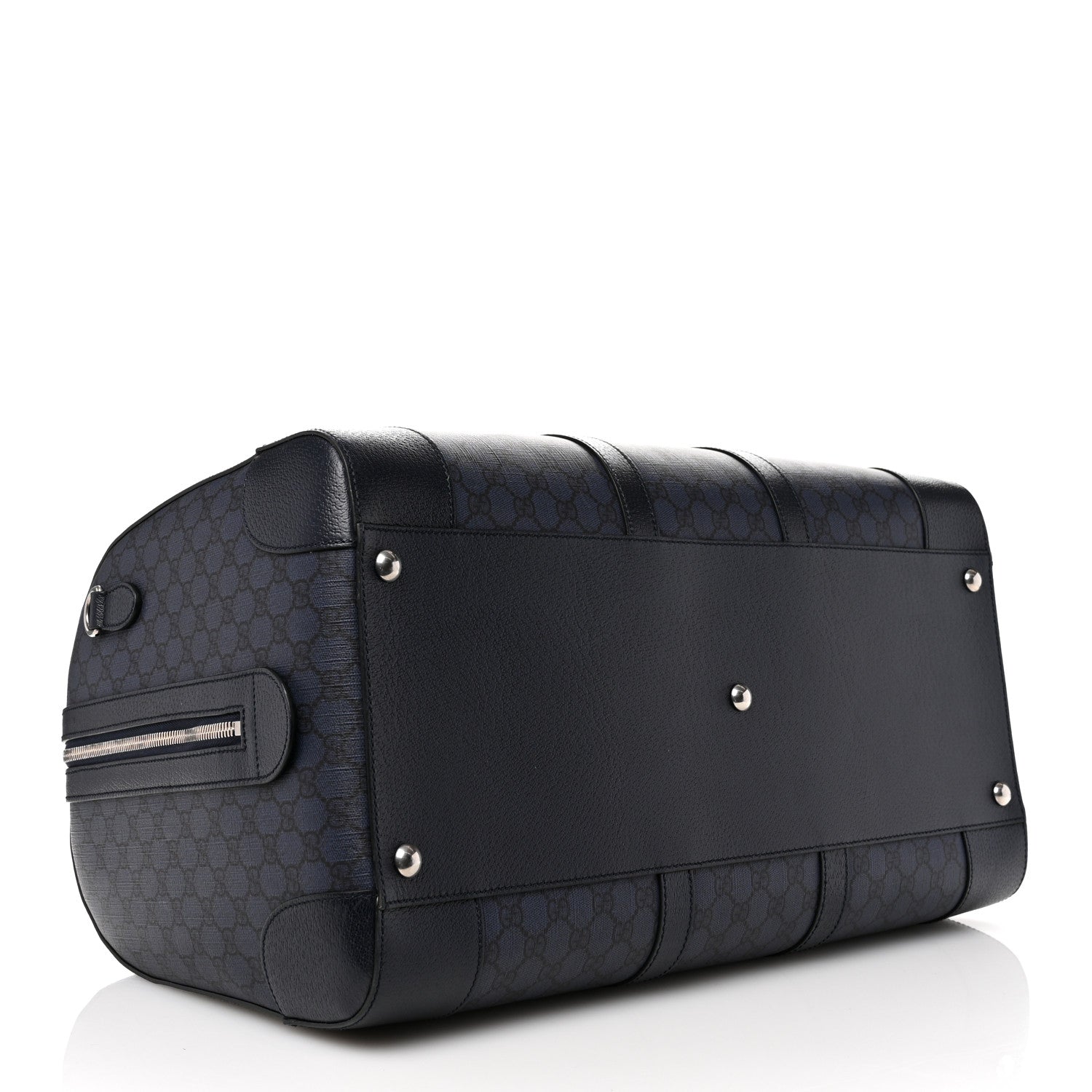 GG Supreme Monogram Textured Dollar Calfskin Large Savoy Duffle Bag Grey Black Blue
