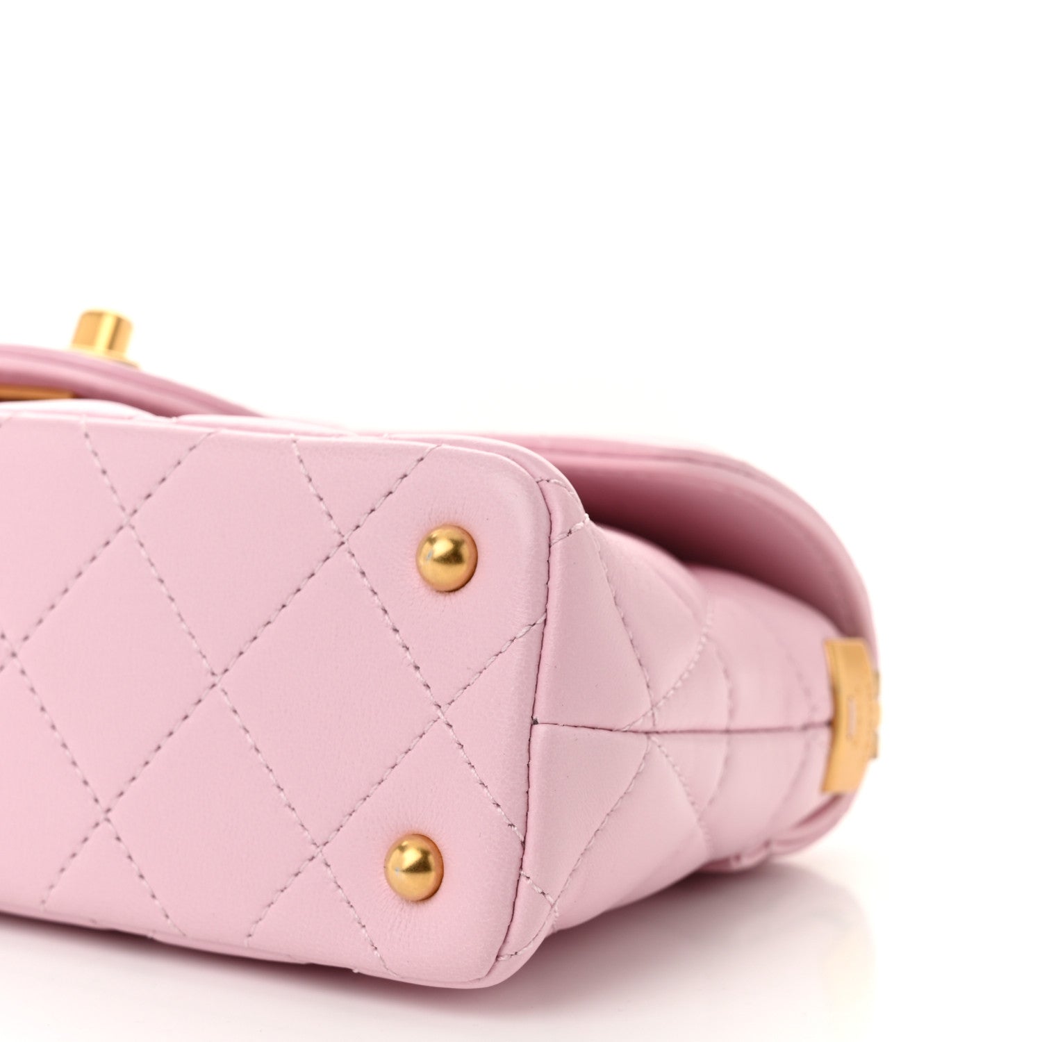 Lambskin Quilted Mini Flap Top Handle Bag Light Pink