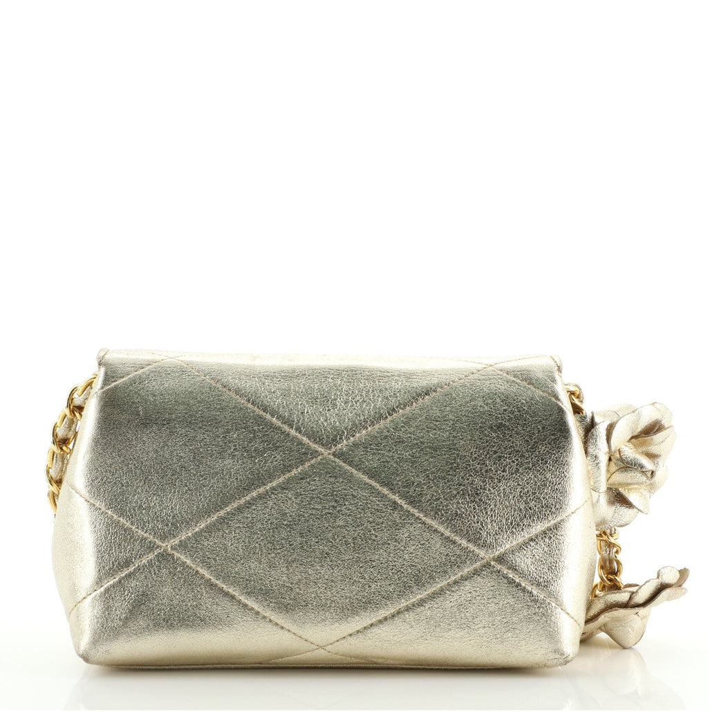 Vintage Camellia Diamond CC Flap Crossbody Bag Quilted Lambskin Mini
