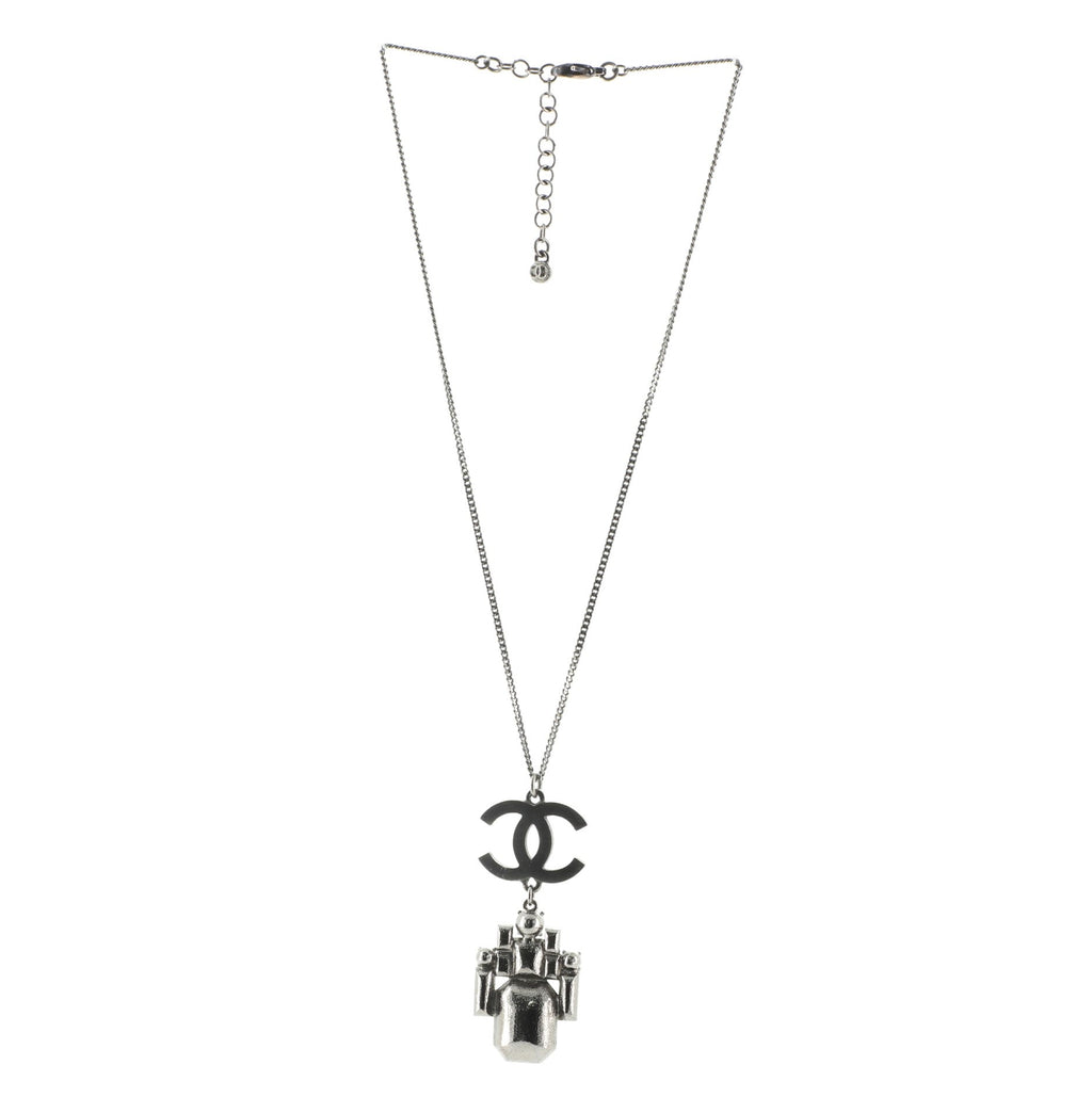 CC Geo Pendant Necklace Crystal Embellished Metal