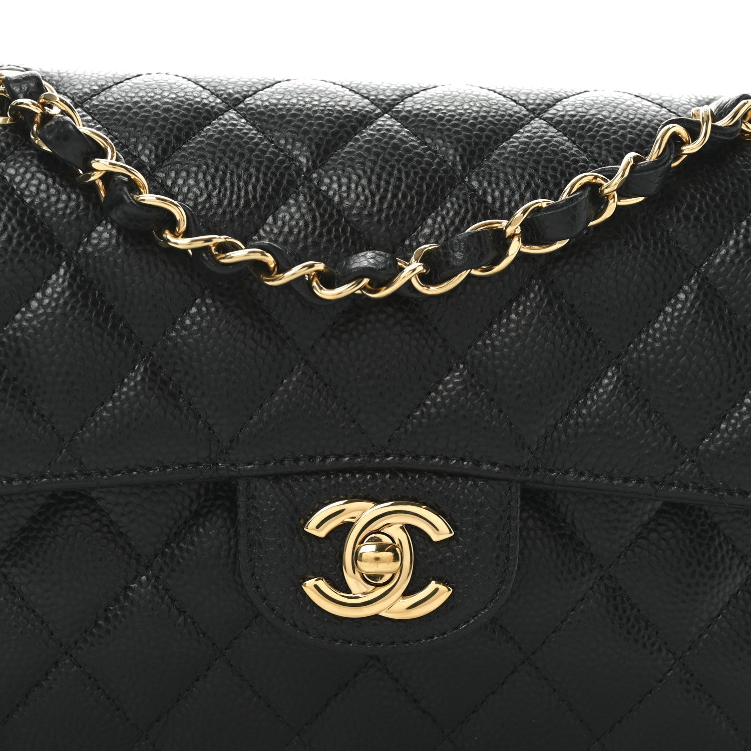 Caviar Quilted Small Double Flap Black