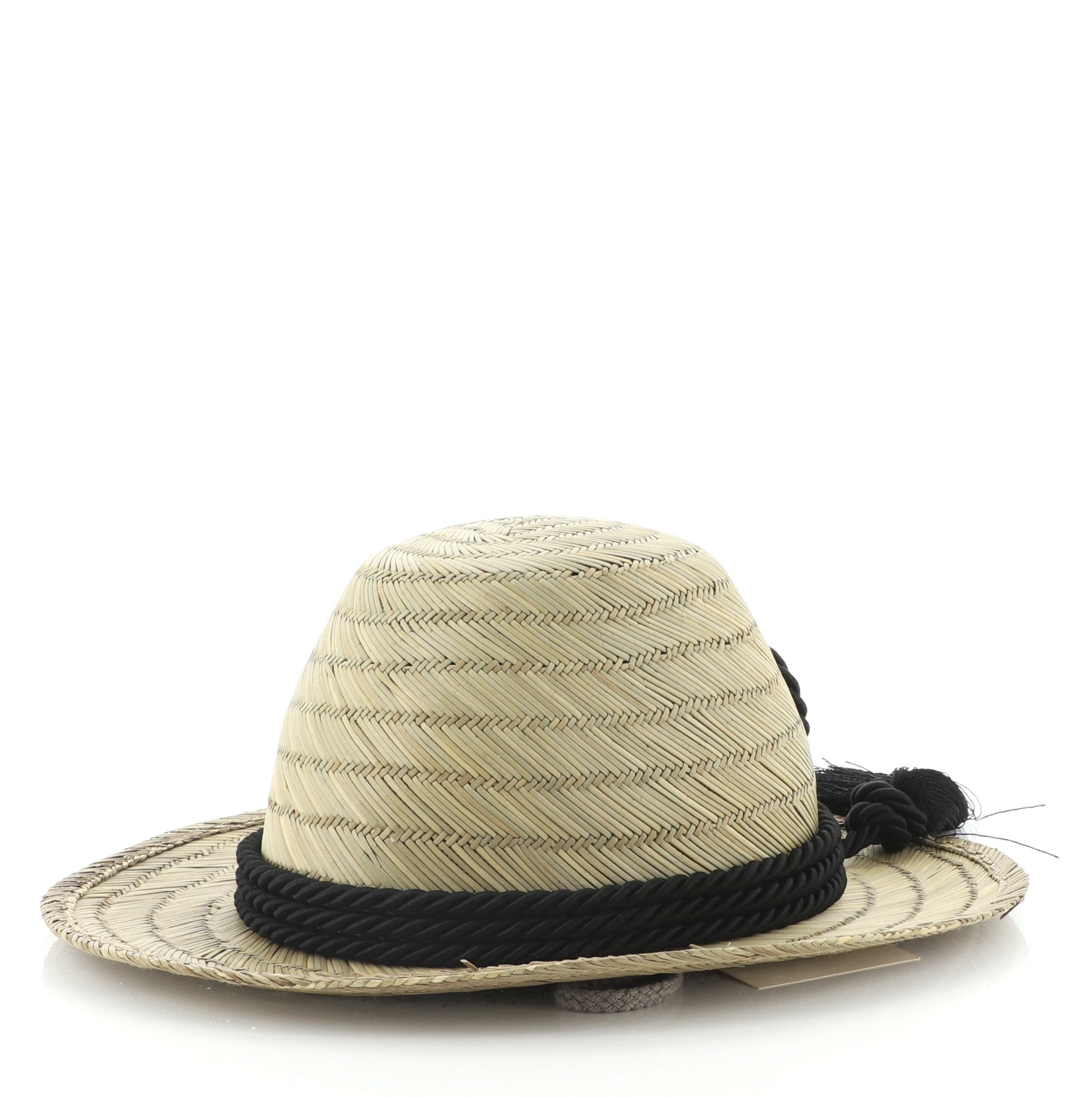 Passementerie-Trim Bucket Hat Straw XL