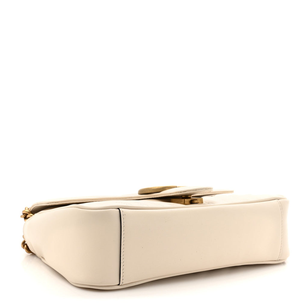 Calfskin Matelasse Small GG Marmont Shoulder Bag White