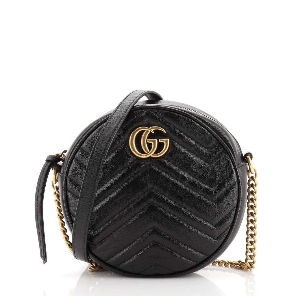 GG Marmont Round Shoulder Bag Matelasse Leather Mini