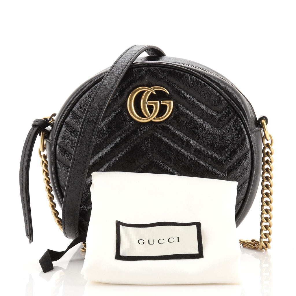 GG Marmont Round Shoulder Bag Matelasse Leather Mini