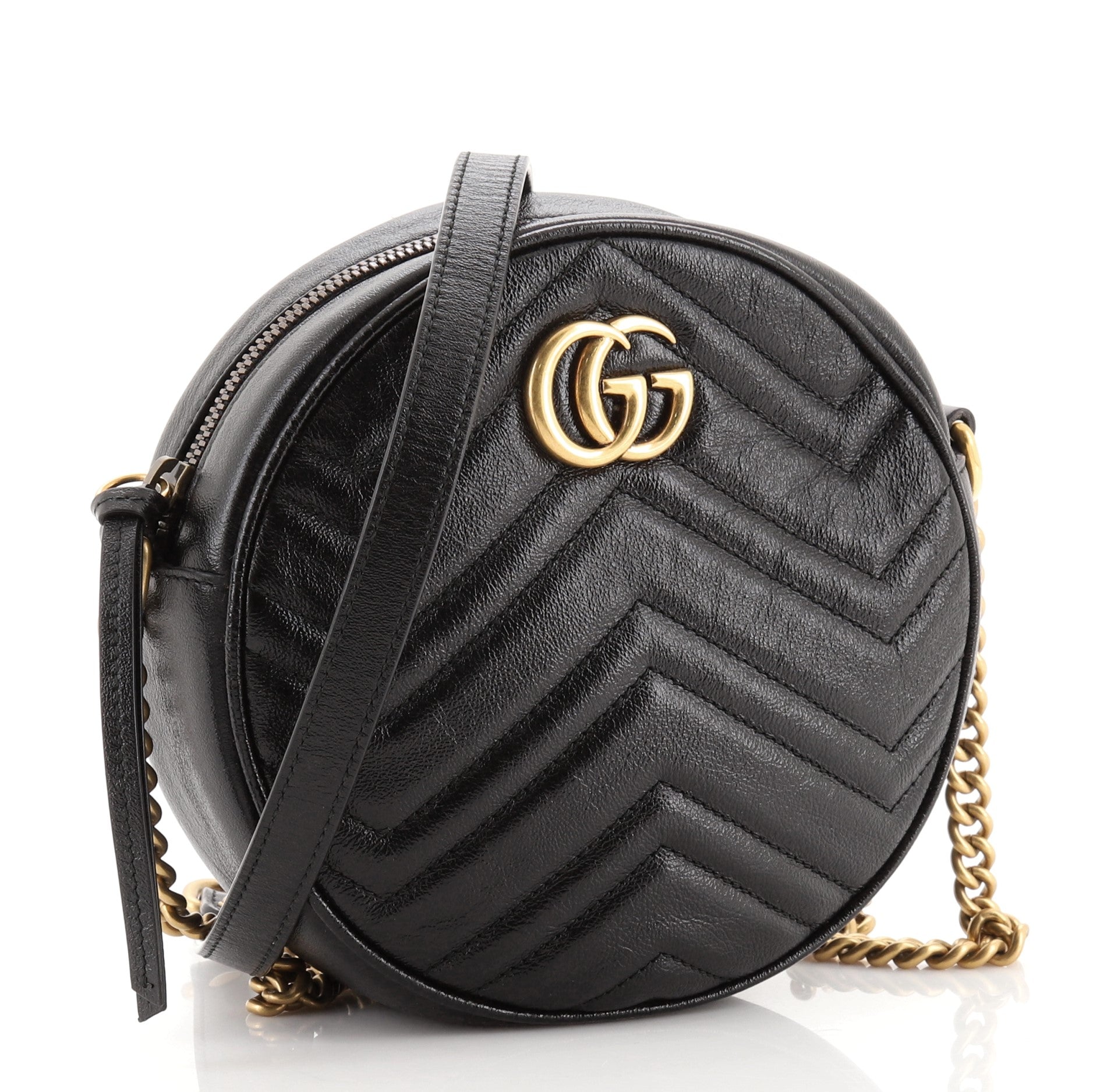 GG Marmont Round Shoulder Bag Matelasse Leather Mini