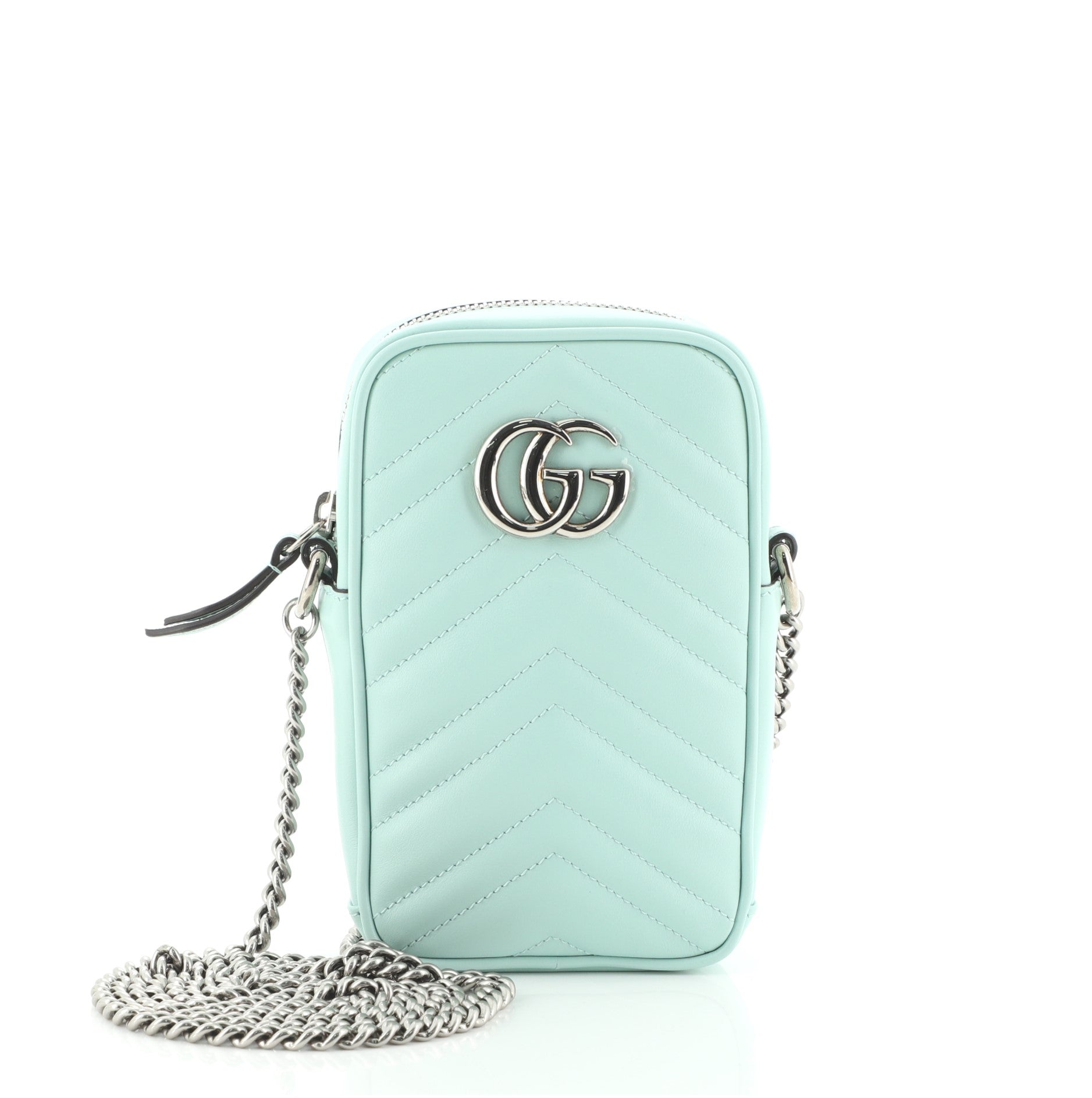 GG Marmont Vertical Phone Crossbody Bag Matelasse Leather Mini