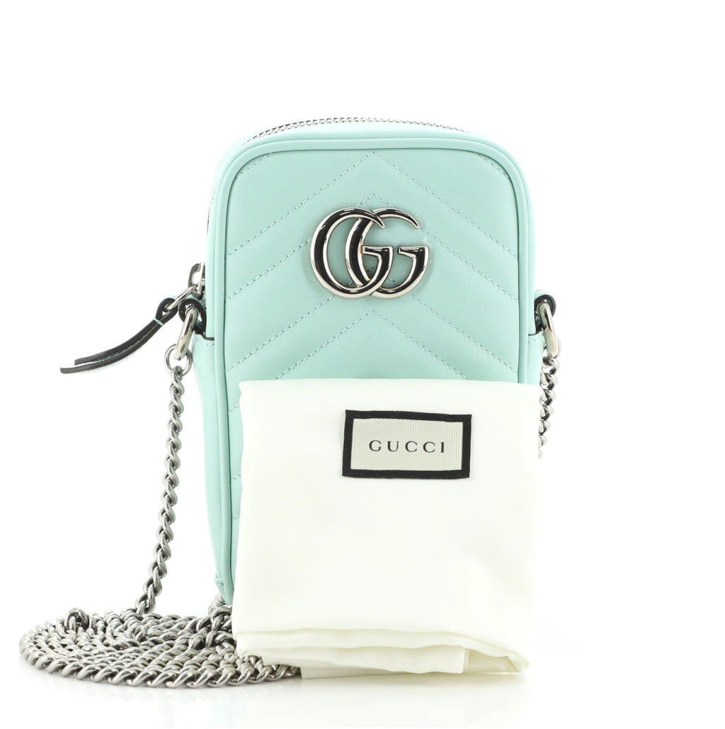 GG Marmont Vertical Phone Crossbody Bag Matelasse Leather Mini