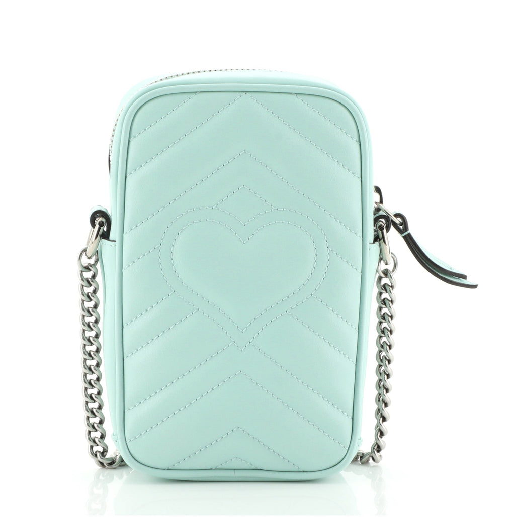 GG Marmont Vertical Phone Crossbody Bag Matelasse Leather Mini