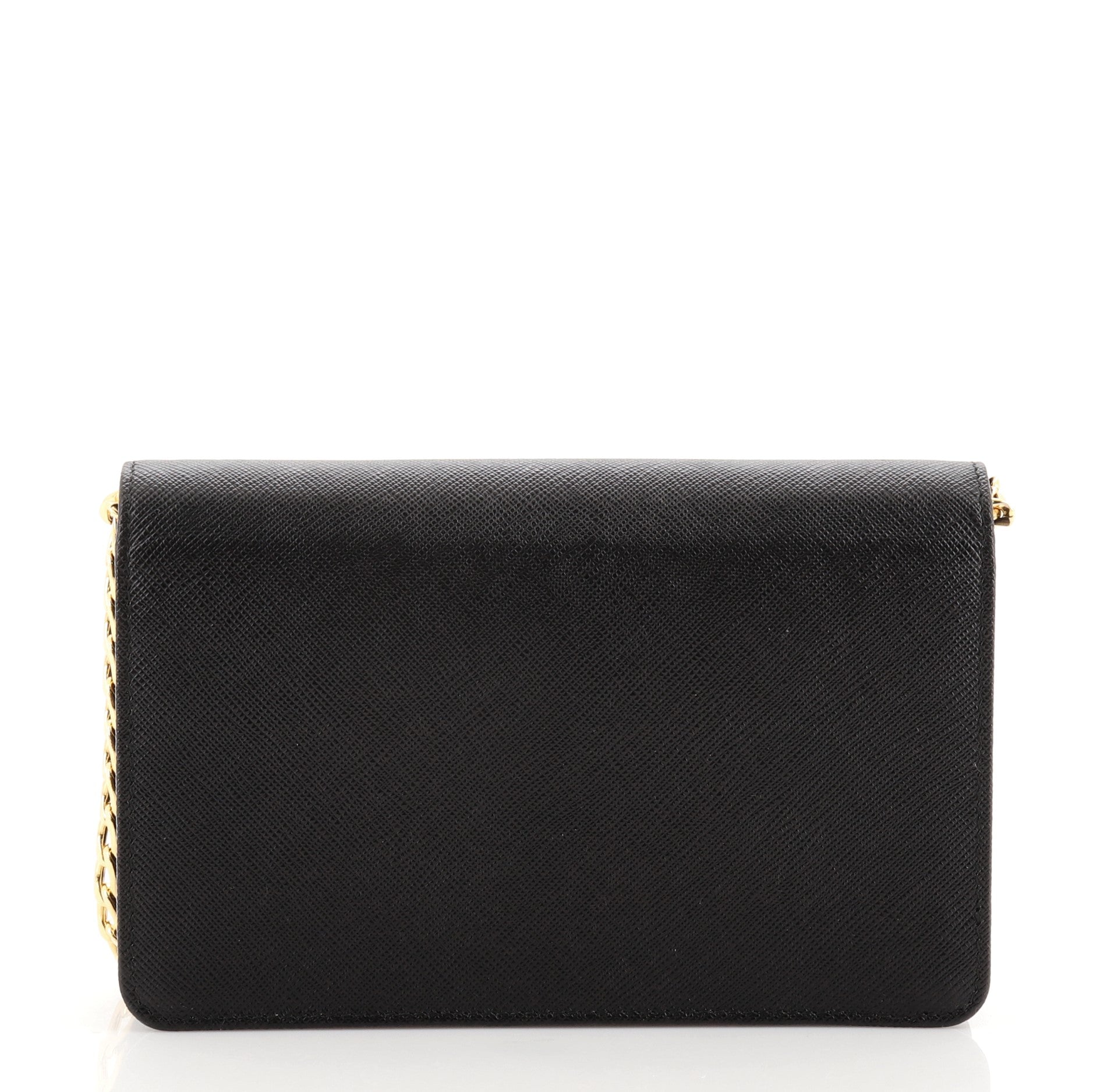 Flip Lock Wallet on Chain Clutch Saffiano Leather Small
