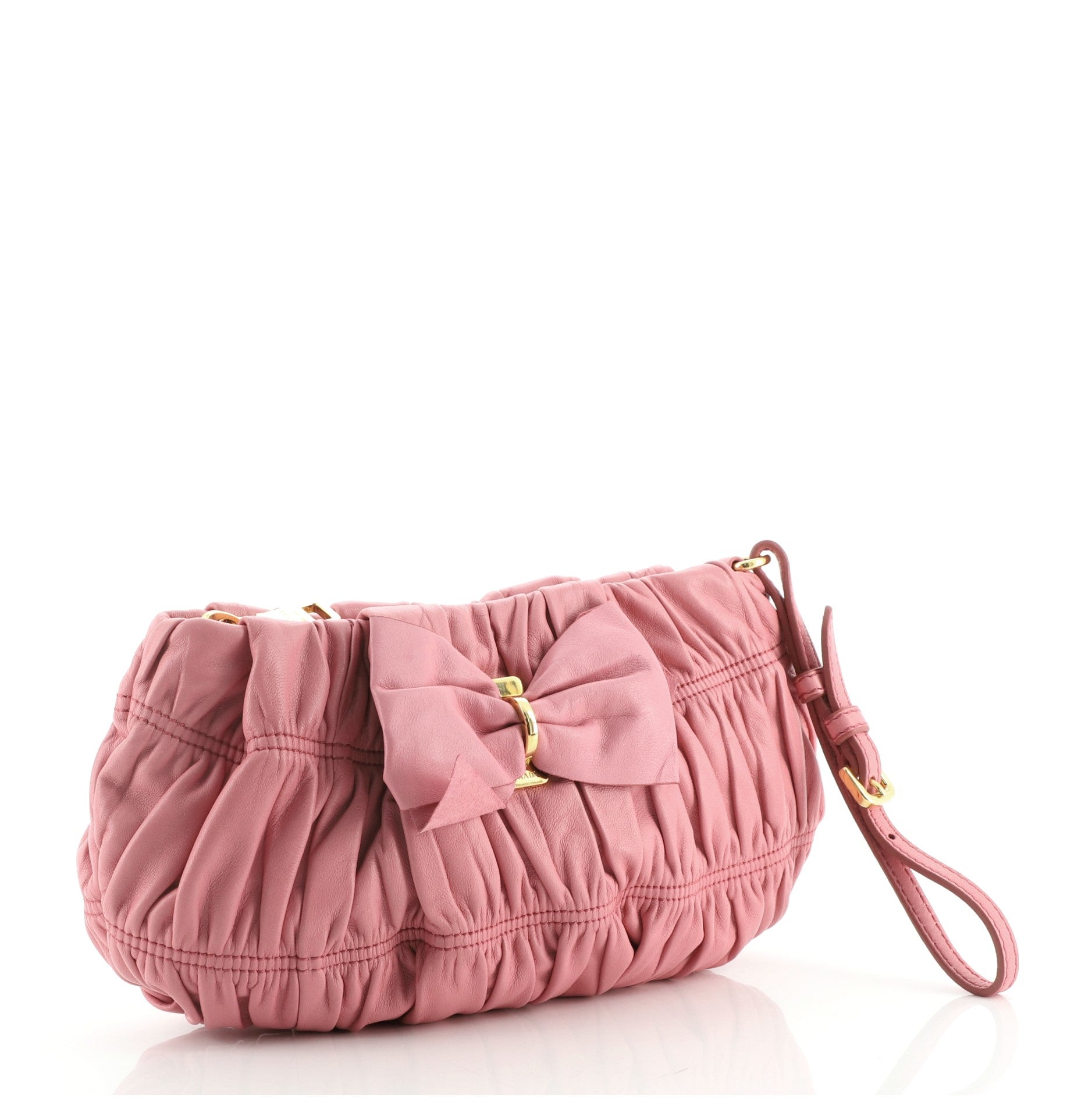 Bow Wristlet Clutch Nappa Gaufre Mini