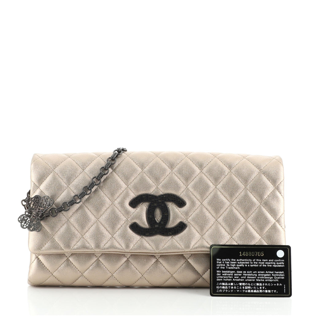 Butterfly Chain Clutch Quilted Lambskin