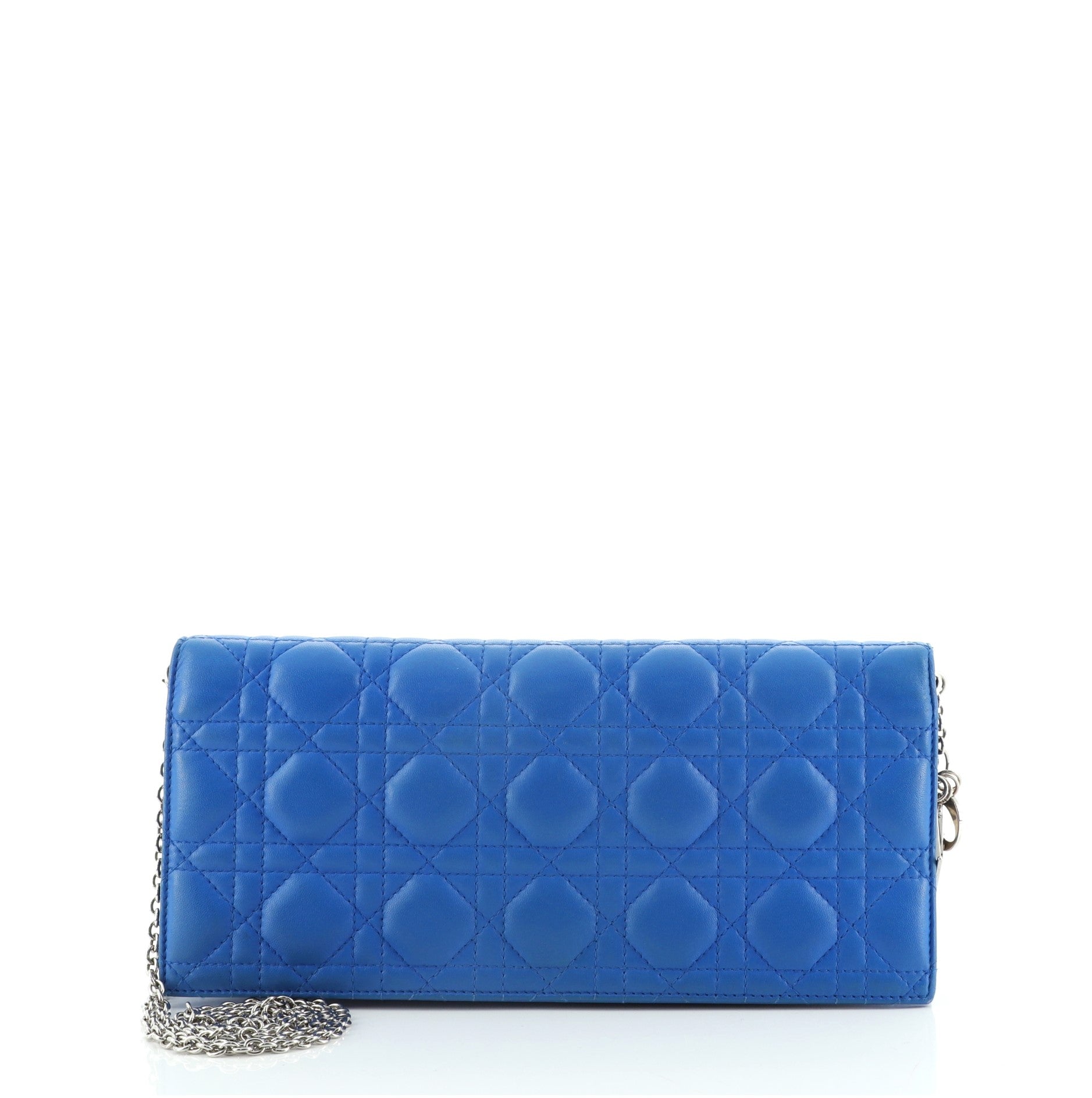 Lady Dior Convertible Chain Clutch Cannage Quilt Leather Long