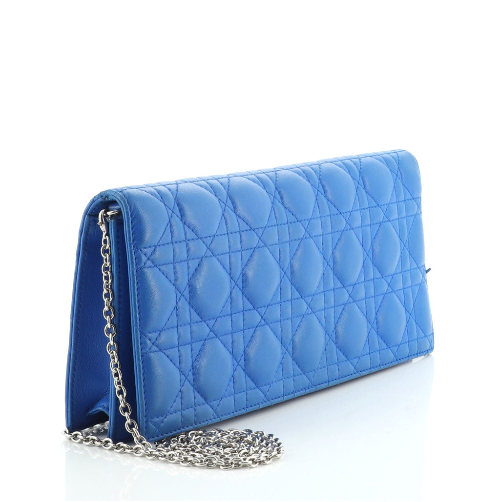 Lady Dior Convertible Chain Clutch Cannage Quilt Leather Long