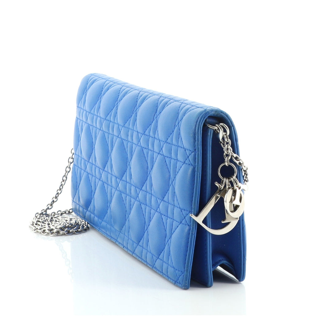 Lady Dior Convertible Chain Clutch Cannage Quilt Leather Long