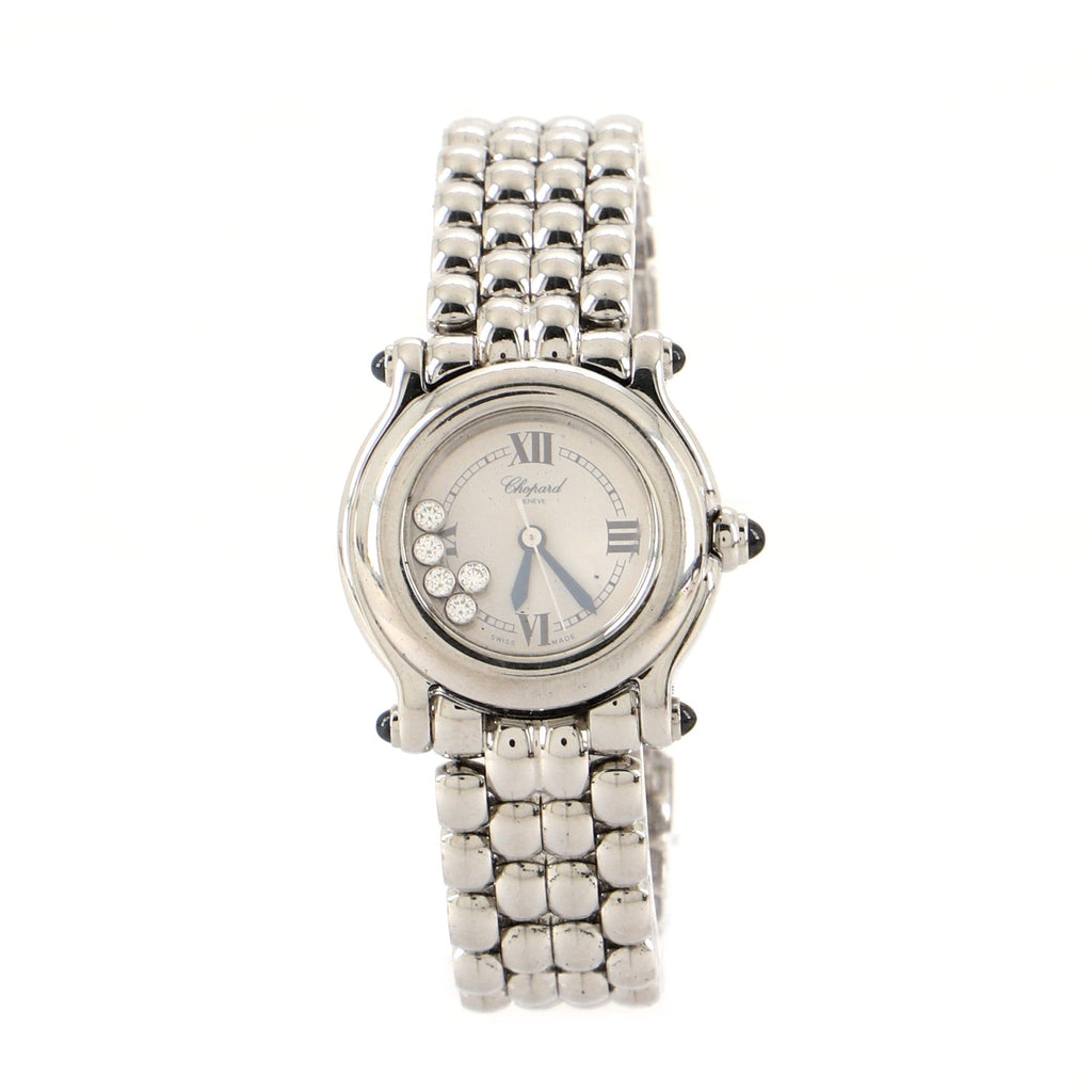 Happy Sport Classic Round Quartz Watch Stainless Steel with Floating Diamonds 26