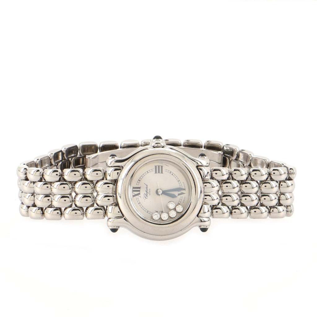 Happy Sport Classic Round Quartz Watch Stainless Steel with Floating Diamonds 26