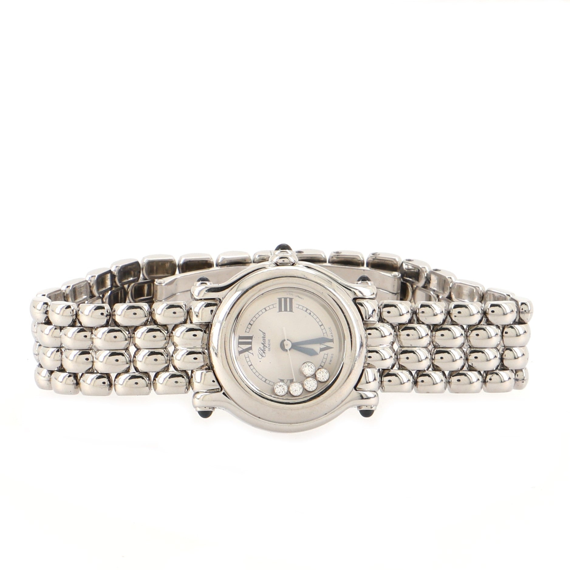 Happy Sport Classic Round Quartz Watch Stainless Steel with Floating Diamonds 26
