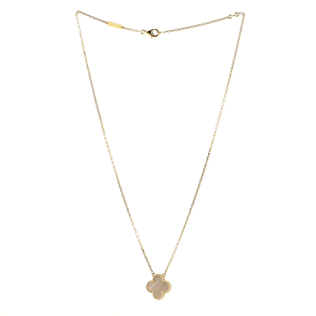 Vintage Alhambra Pendant Necklace 18K Yellow Gold and Mother of Pearl