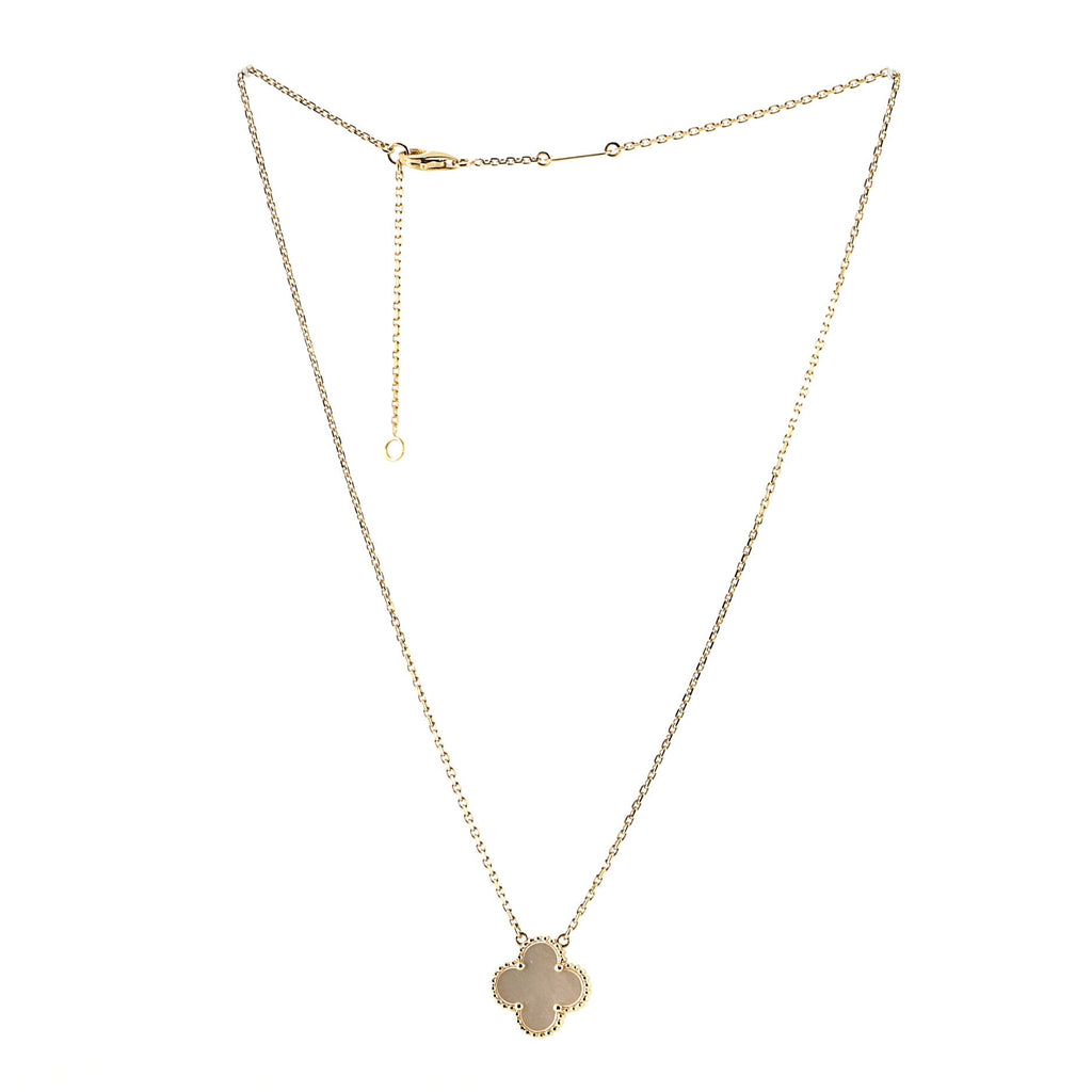 Vintage Alhambra Pendant Necklace 18K Yellow Gold and Mother of Pearl