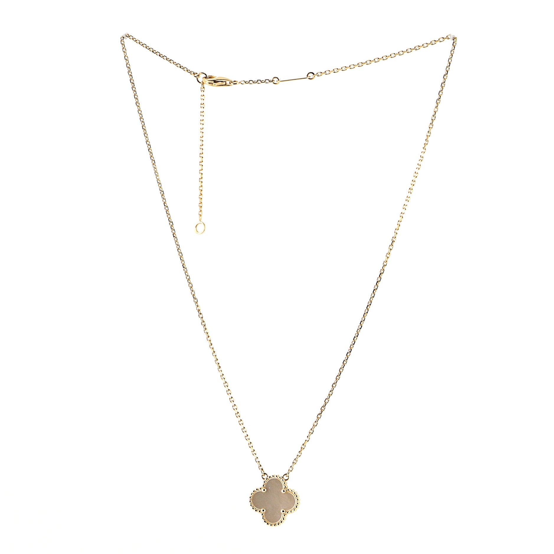 Vintage Alhambra Pendant Necklace 18K Yellow Gold and Mother of Pearl