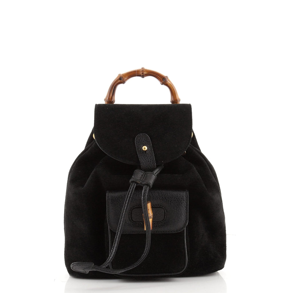 Vintage Bamboo Backpack Suede Mini