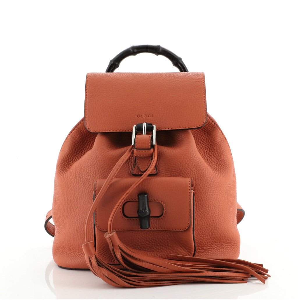 Bamboo Tassel Backpack Leather Mini