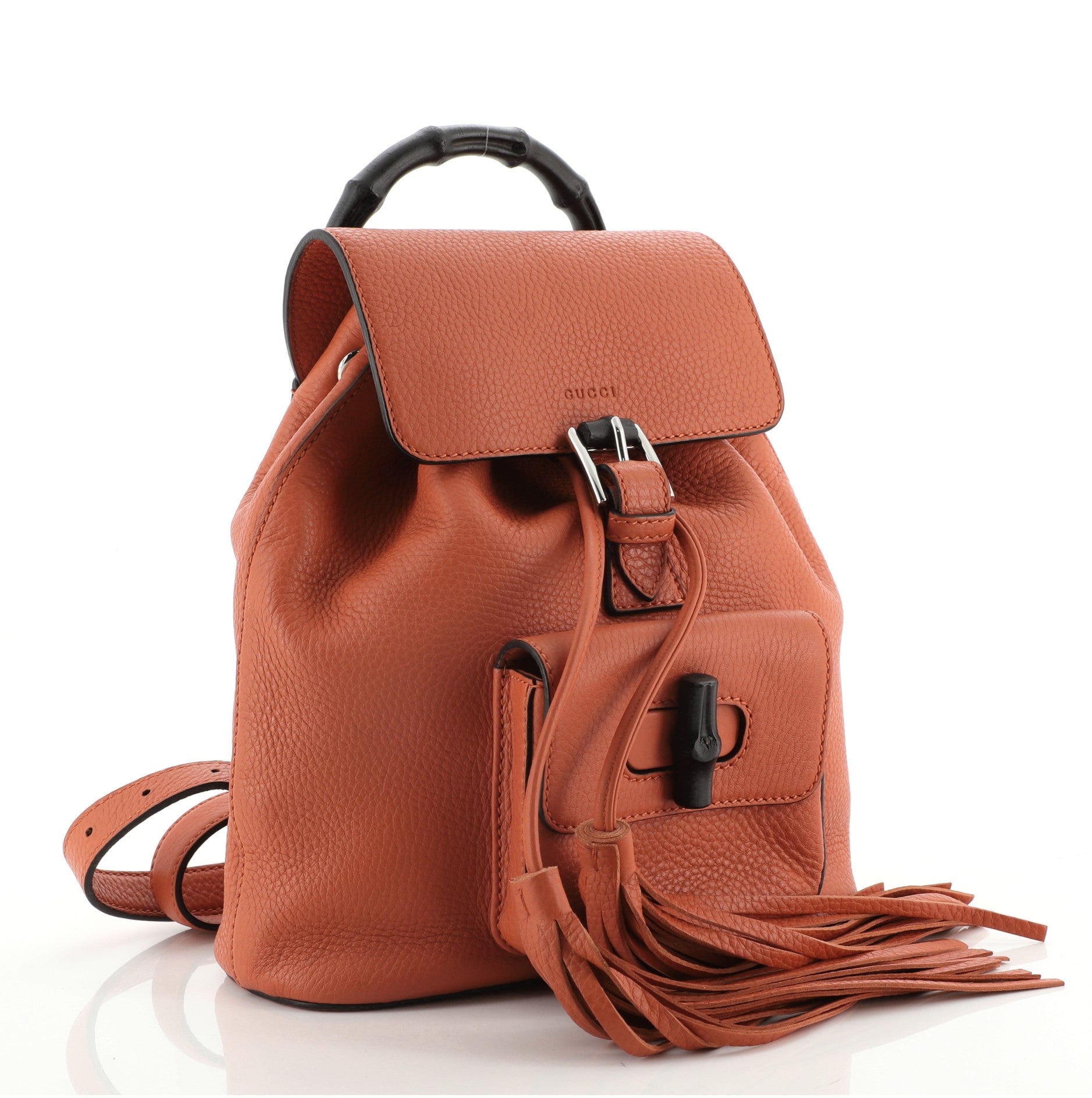 Bamboo Tassel Backpack Leather Mini