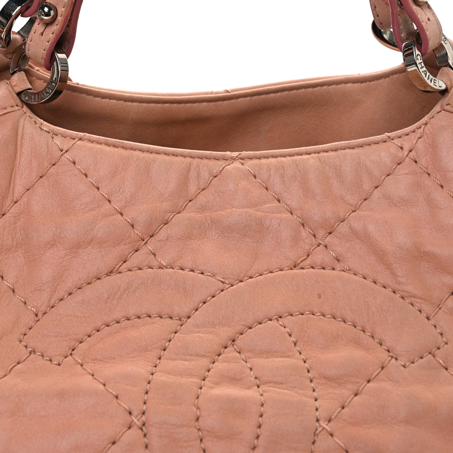 Iridescent Calfskin Quilted Small Sea Hit Tote Light Pink