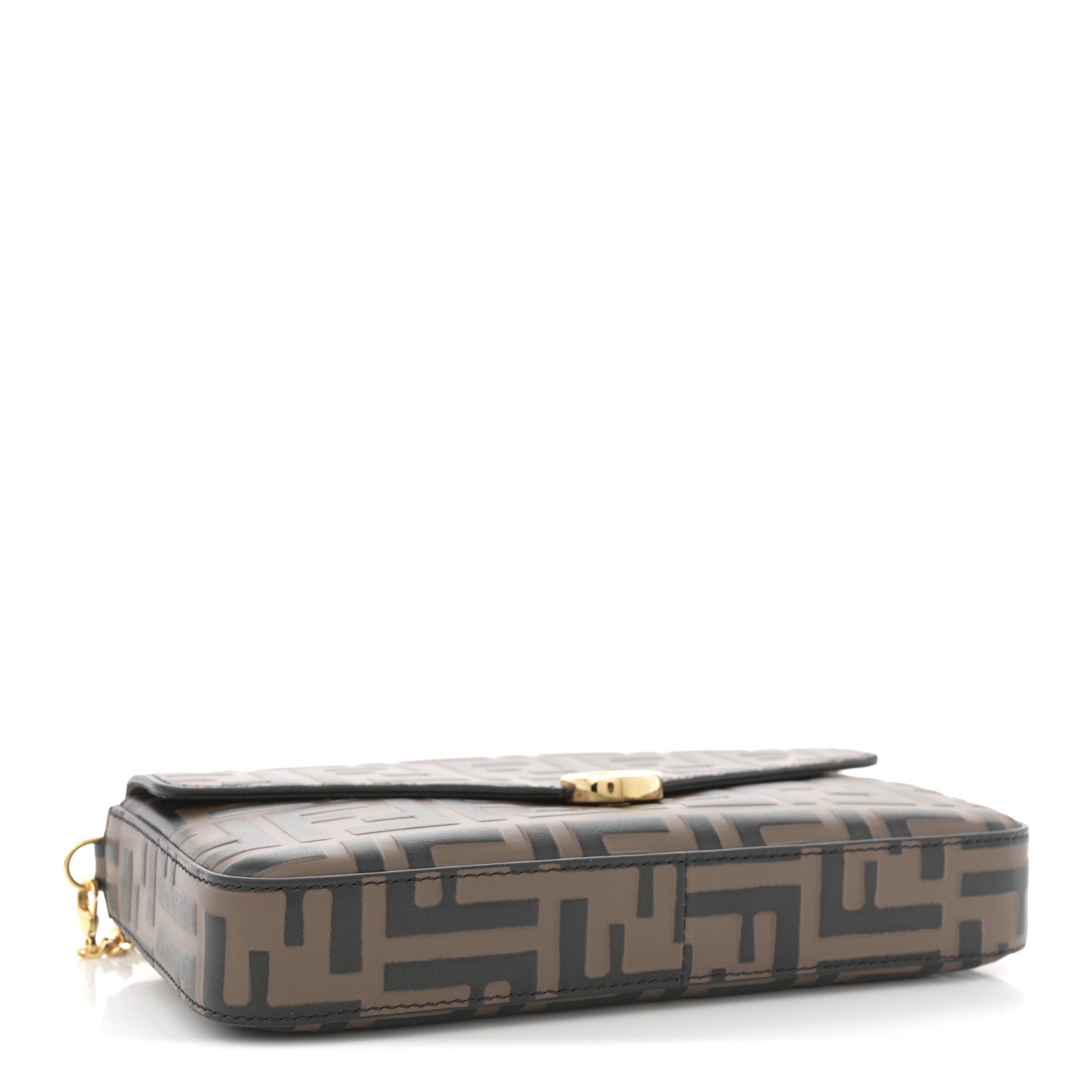 Vitello Soft F is Fendi Bi-Color FF 1974 Embossed Envelope Wallet On Chain with Pouches Maya Black