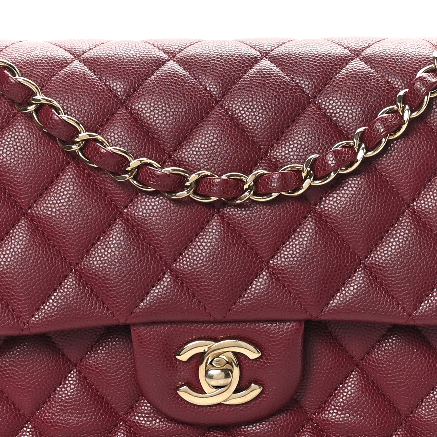 Caviar Quilted Medium Double Flap Burgundy