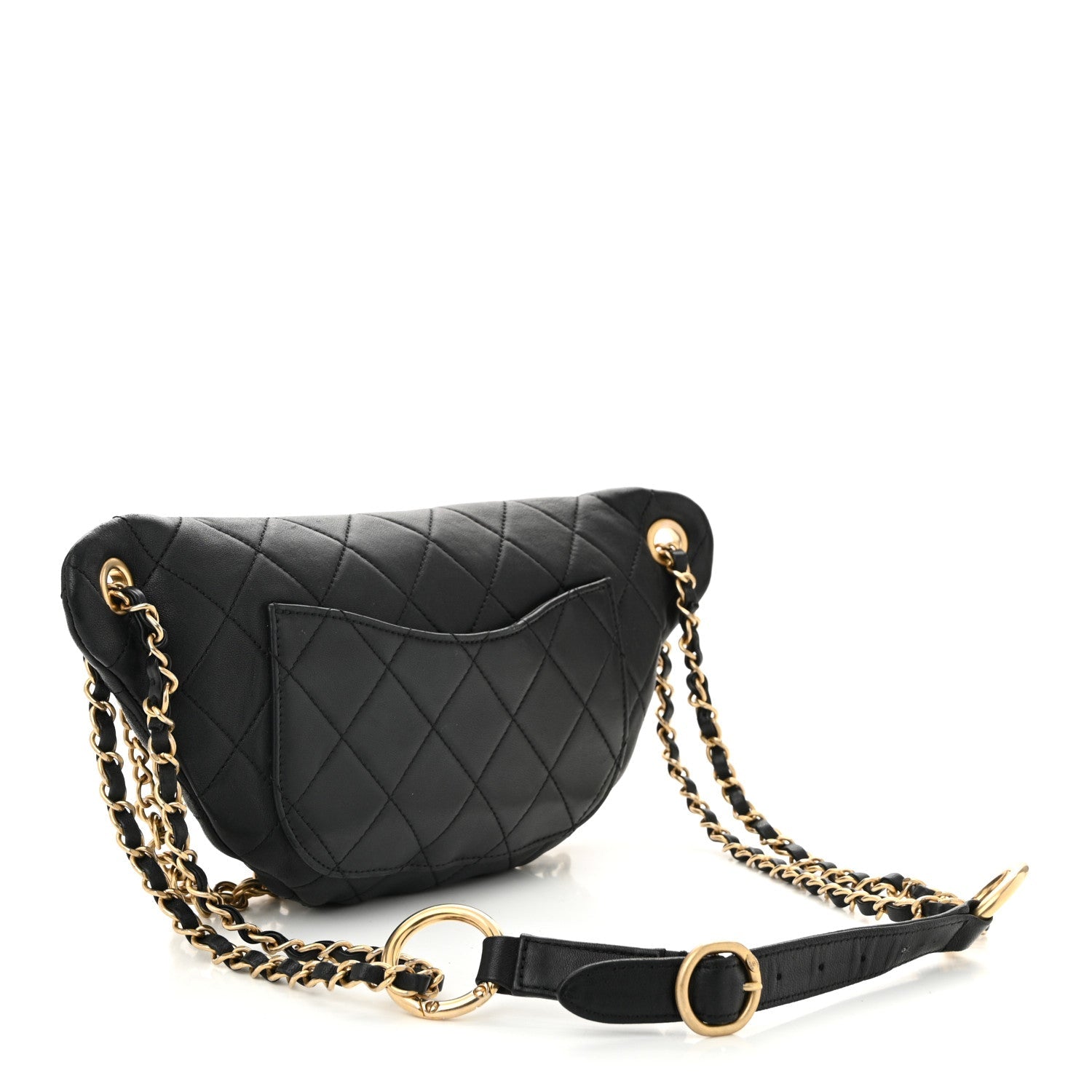 Lambskin Quilted All About Chains Waist Belt Bag Black