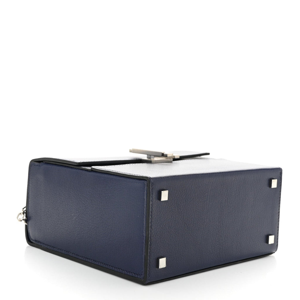 Chevre Mysore Cinhetic Boxy Top Handle Bag Blue Encre