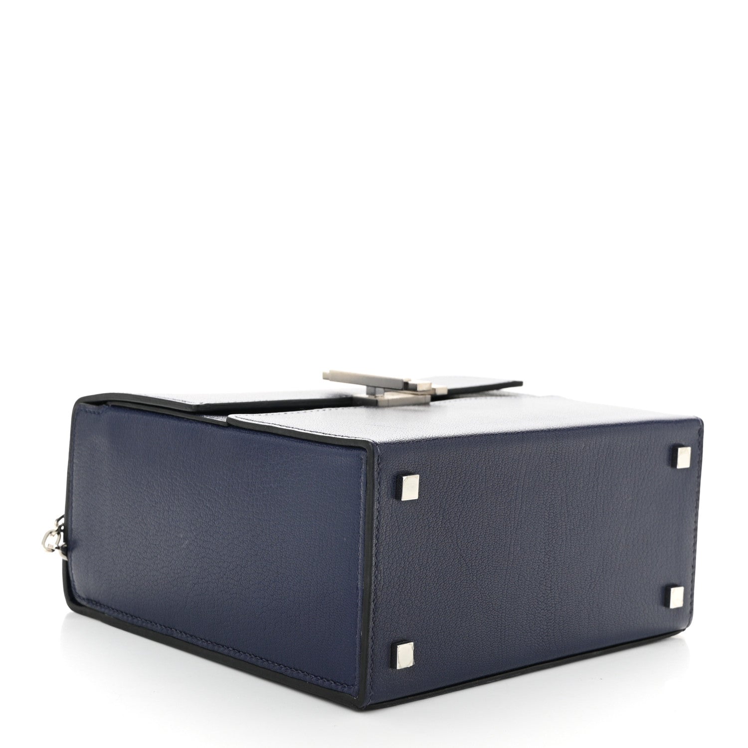 Chevre Mysore Cinhetic Boxy Top Handle Bag Blue Encre