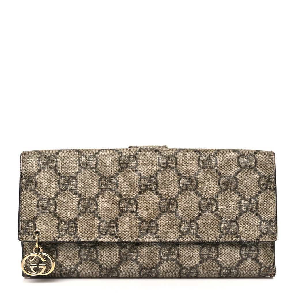 GG Supreme Monogram Continental Flap Wallet Beige
