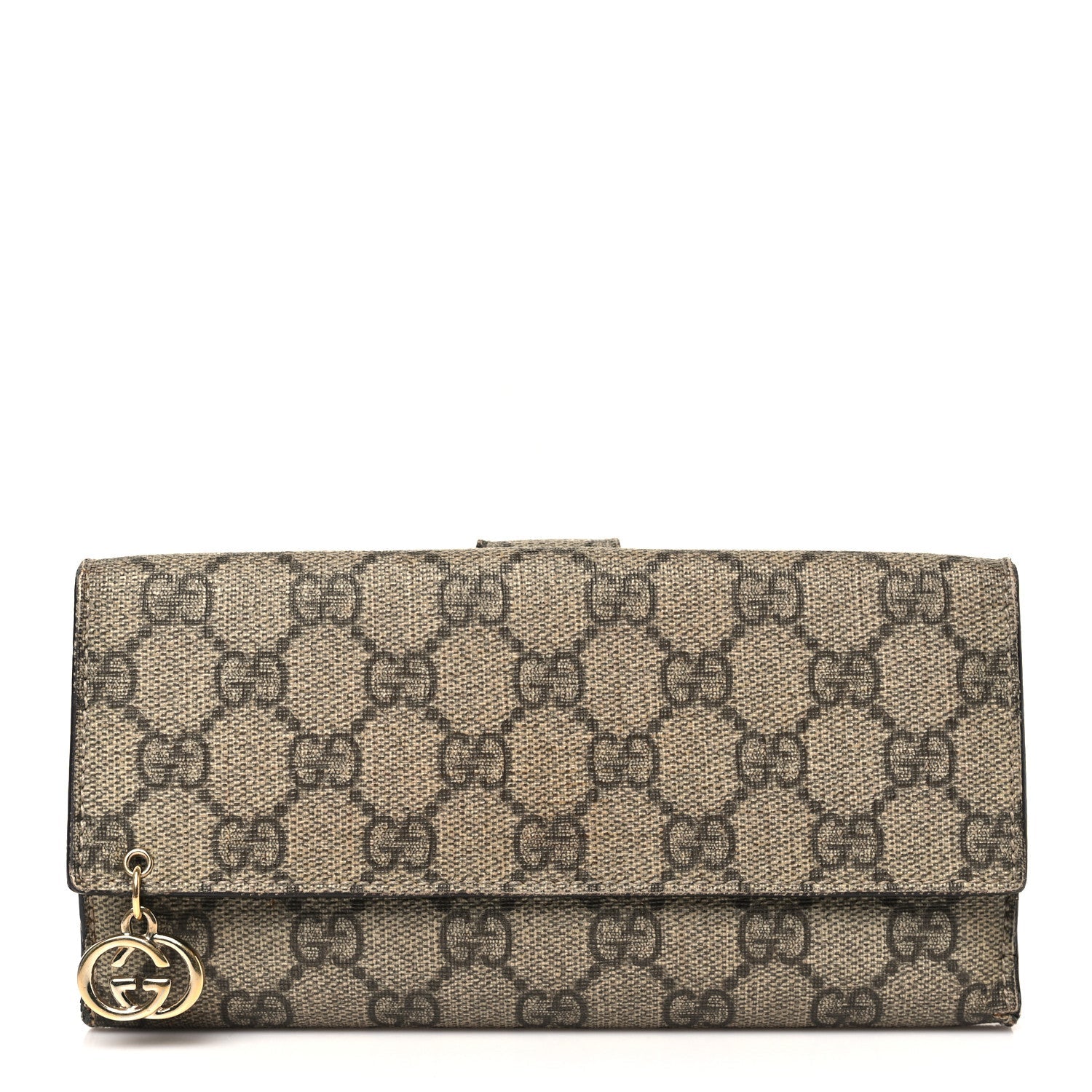 GG Supreme Monogram Continental Flap Wallet Beige