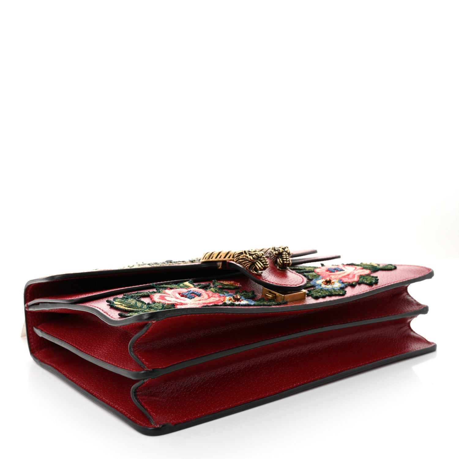 Calfskin Web Raccoon Embroidered Medium Dionysus Shoulder Bag Red