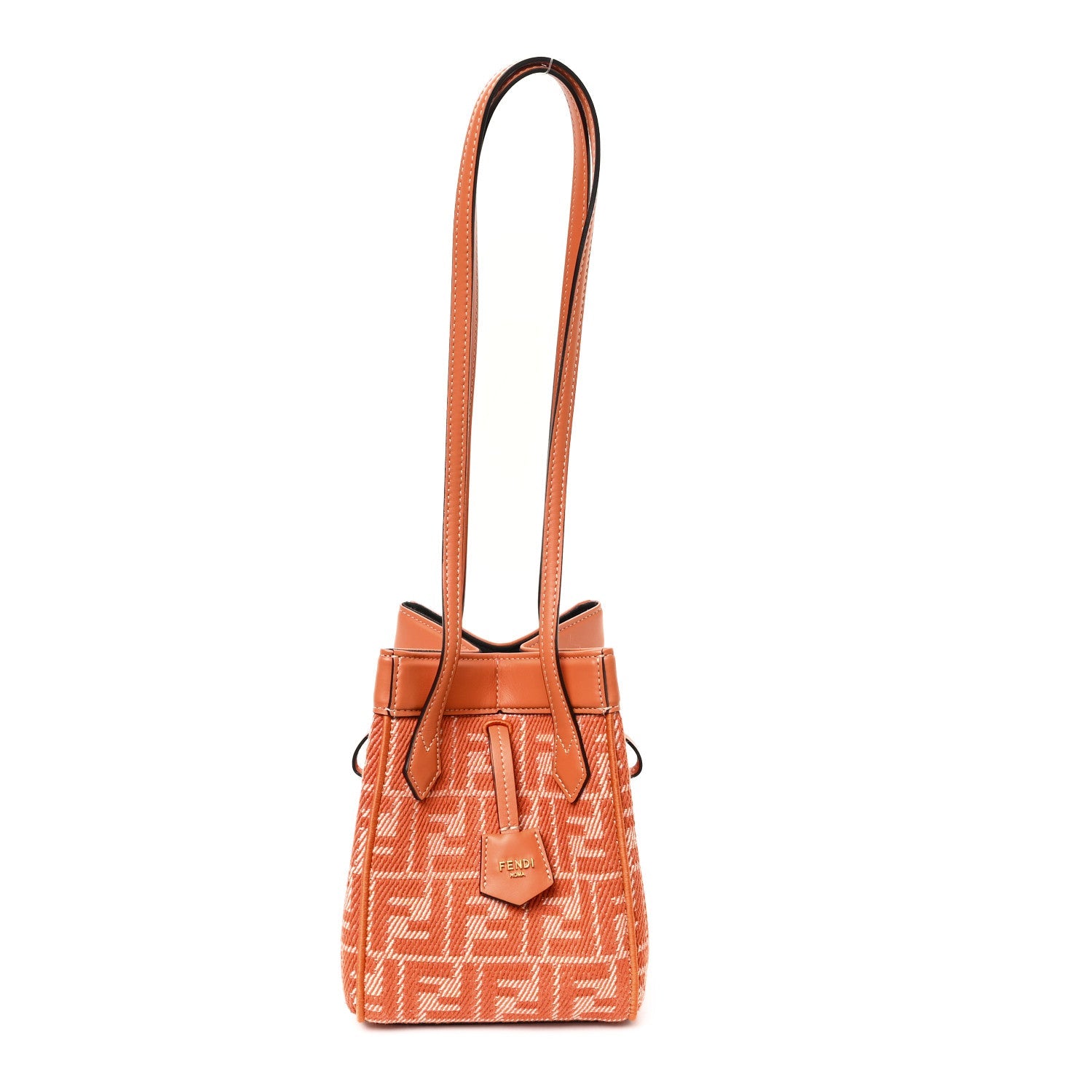Jacquard FF Effect Denim Calfskin Mini Fendi Origami White Tangerine