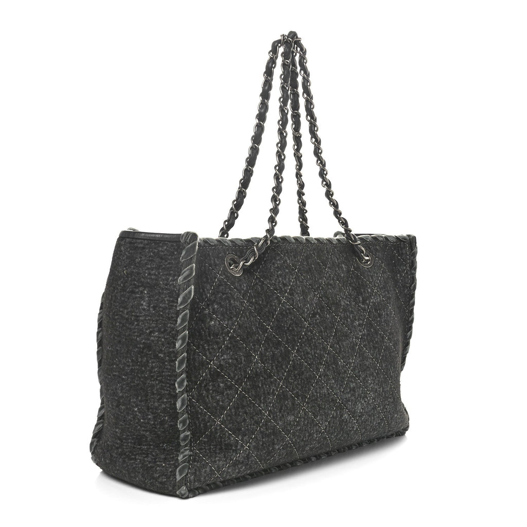 Wool Felt Quilted Large Shopping Tote Grey