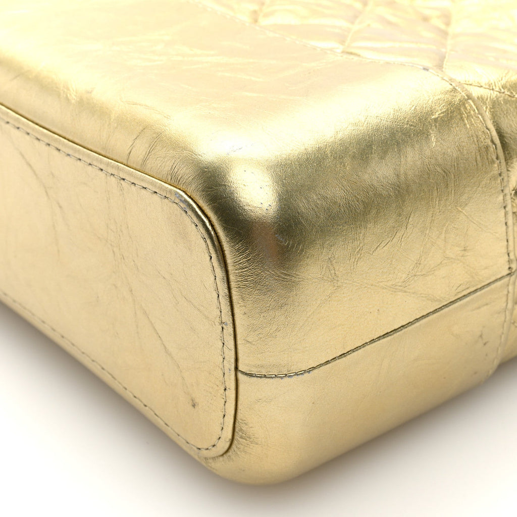 Metallic Aged Calfskin Quilted Medium Gabrielle Gold